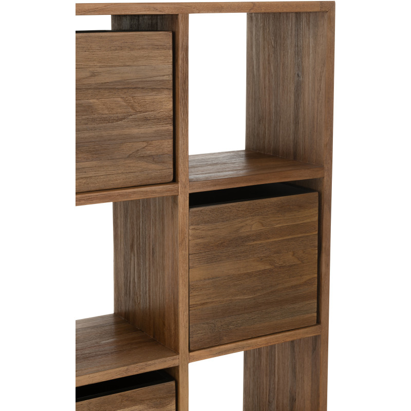 Étagère 12 niches 5 tiroirs en Bois de teck recyclé Naturel Octave - 6