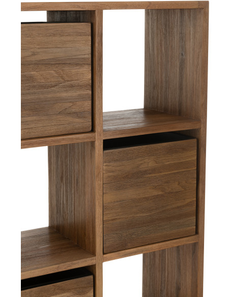Étagère 12 niches 5 tiroirs en Bois de teck recyclé Naturel Octave - 6