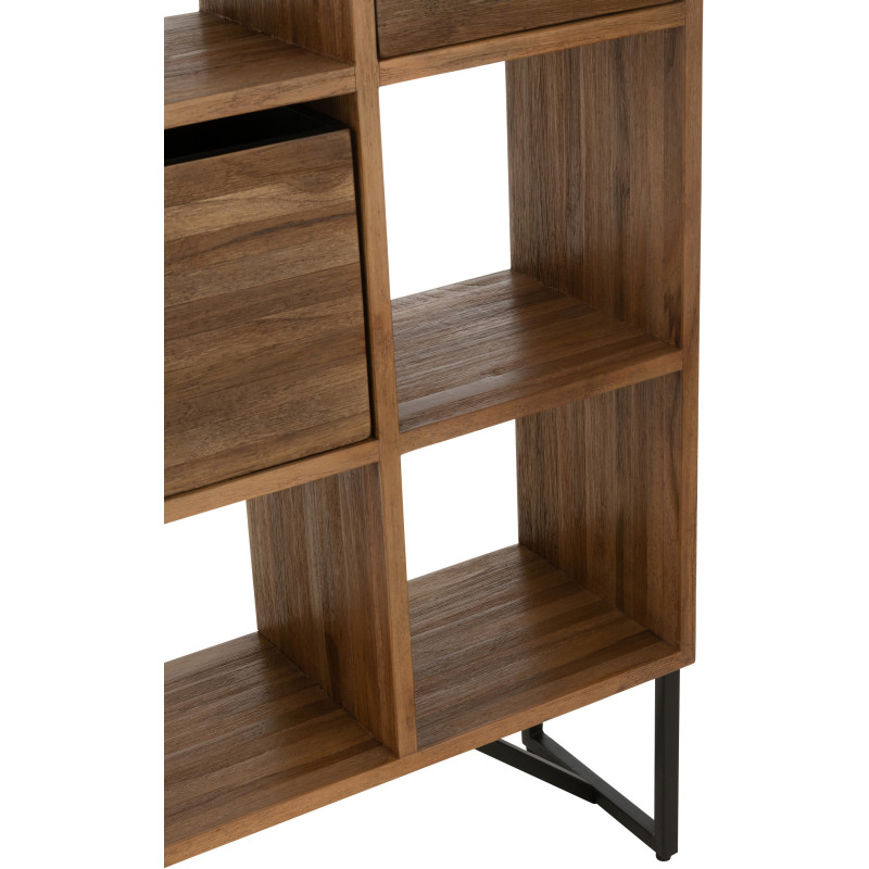 Étagère 12 niches 5 tiroirs en Bois de teck recyclé Naturel Octave - 7