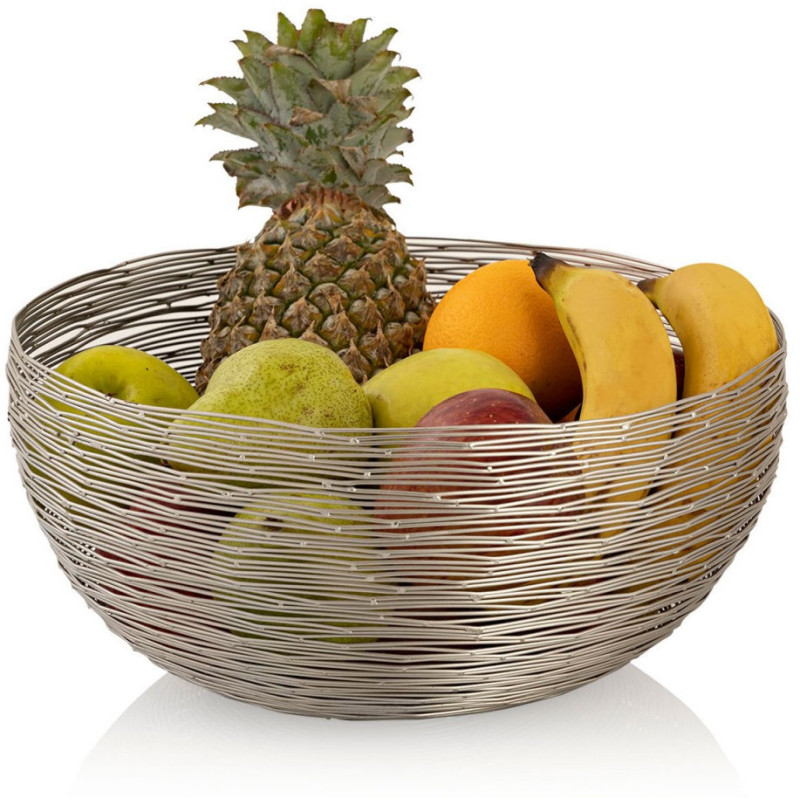 Corbeille à fruits originale Fils Ronde 30 cm en Métal Argenté Navira - 5