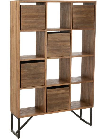 Étagère 12 niches 5 tiroirs en Bois de teck recyclé Naturel Octave - 8