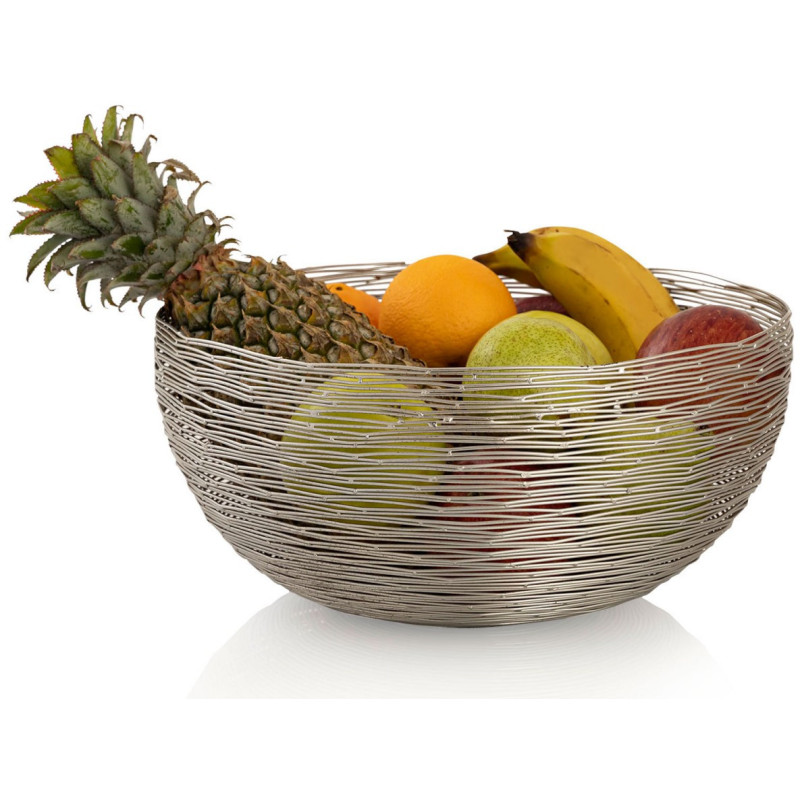 Corbeille à fruits originale Fils Ronde 30 cm en Métal Argenté Navira - 4