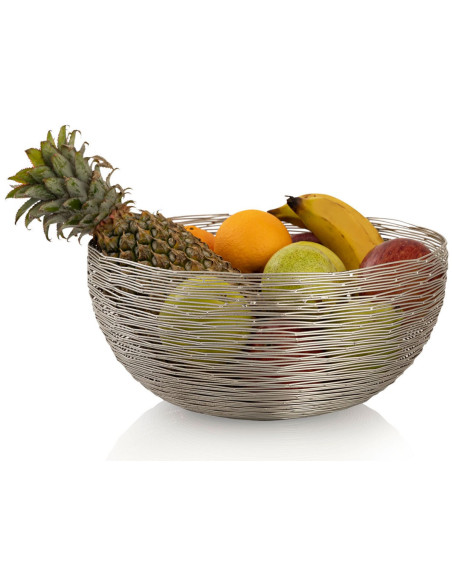 Corbeille à fruits originale Fils Ronde 30 cm en Métal Argenté Navira - 4