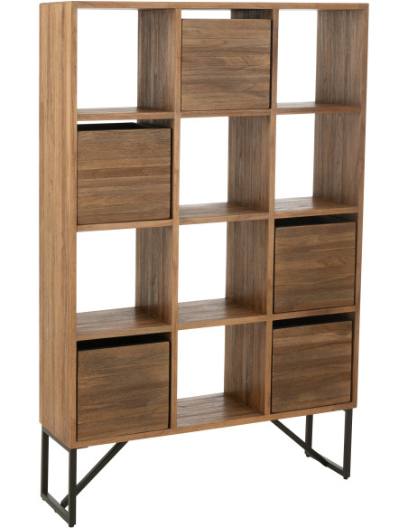 Étagère 12 niches 5 tiroirs en Bois de teck recyclé Naturel Octave - 9