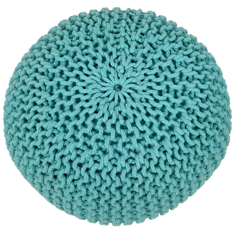 Pouf Tricot Rond 55 cm en Coton recyclé Vert menthe Lulu - 6