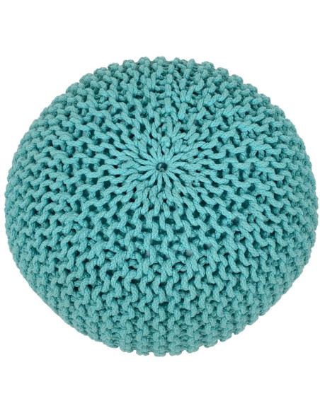Pouf Tricot Rond 55 cm en Coton recyclé Vert menthe Lulu - 6