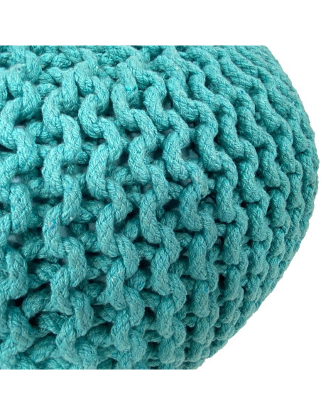 Pouf Tricot Rond 55 cm en Coton recyclé Vert menthe Lulu - 7