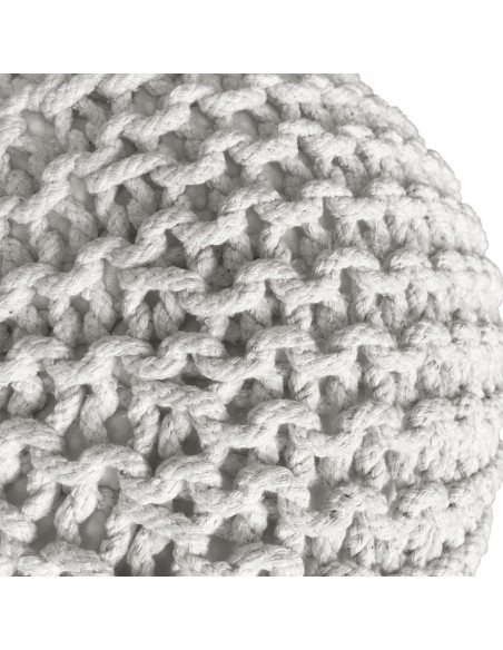 Pouf Tricot Rond 55 cm en Coton recyclé Blanc Lulu - 6