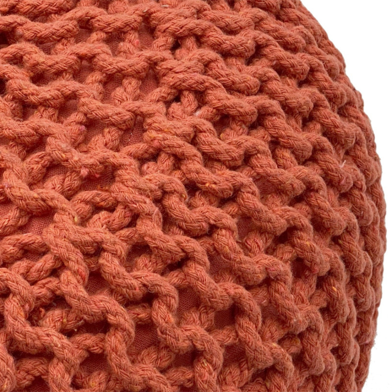 Pouf Tricot Rond 55 cm en Coton recyclé Terracotta Lulu - 3