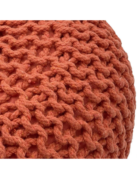 Pouf Tricot Rond 55 cm en Coton recyclé Terracotta Lulu - 3