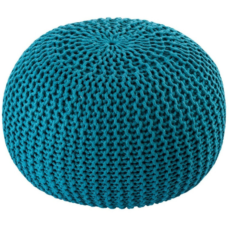 Pouf original Tricot Rond en Plastique recyclé Turquoise Dalmar - 3
