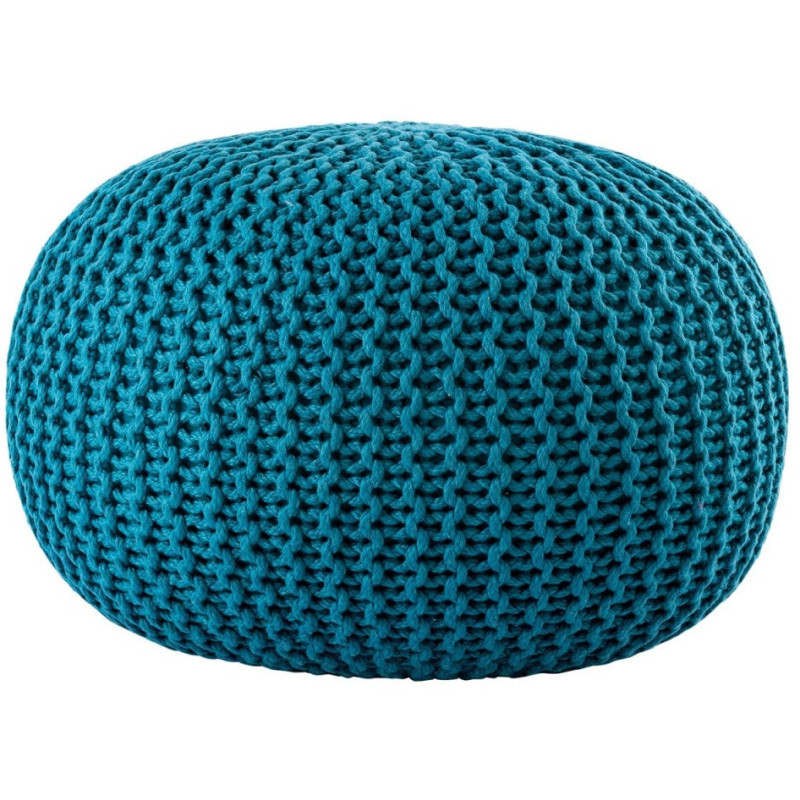 Pouf original Tricot Rond en Plastique recyclé Turquoise Dalmar - 4