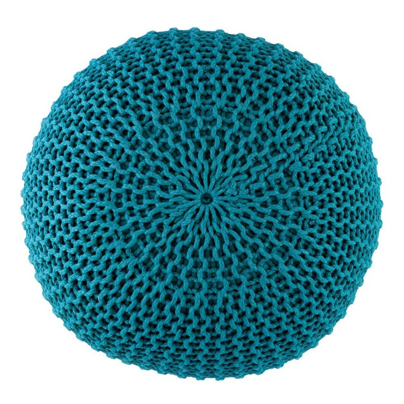 Pouf original Tricot Rond en Plastique recyclé Turquoise Dalmar - 5