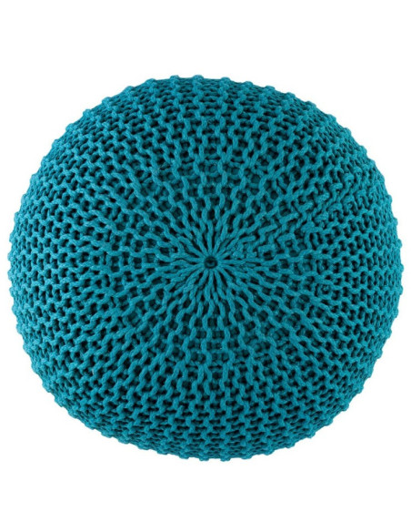 Pouf original Tricot Rond en Plastique recyclé Turquoise Dalmar - 5