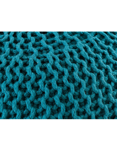Pouf original Tricot Rond en Plastique recyclé Turquoise Dalmar - 6