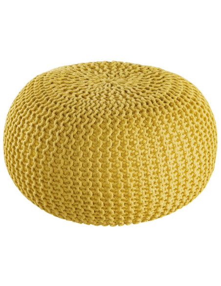 Pouf original Tricot Rond en Plastique recyclé Jaune Dalmar - 1