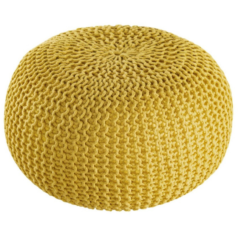 Pouf original Tricot Rond en Plastique recyclé Jaune Dalmar - 3