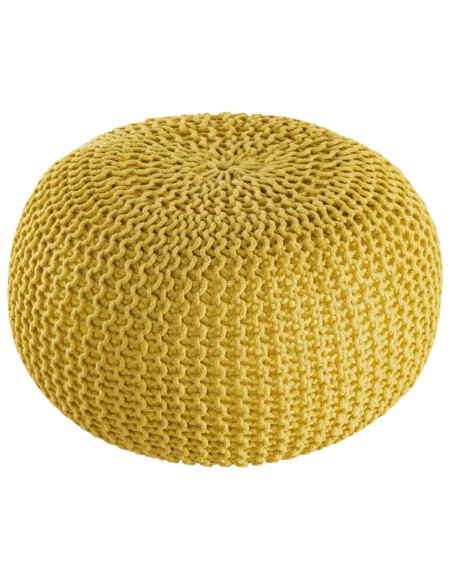 Pouf original Tricot Rond en Plastique recyclé Jaune Dalmar - 3