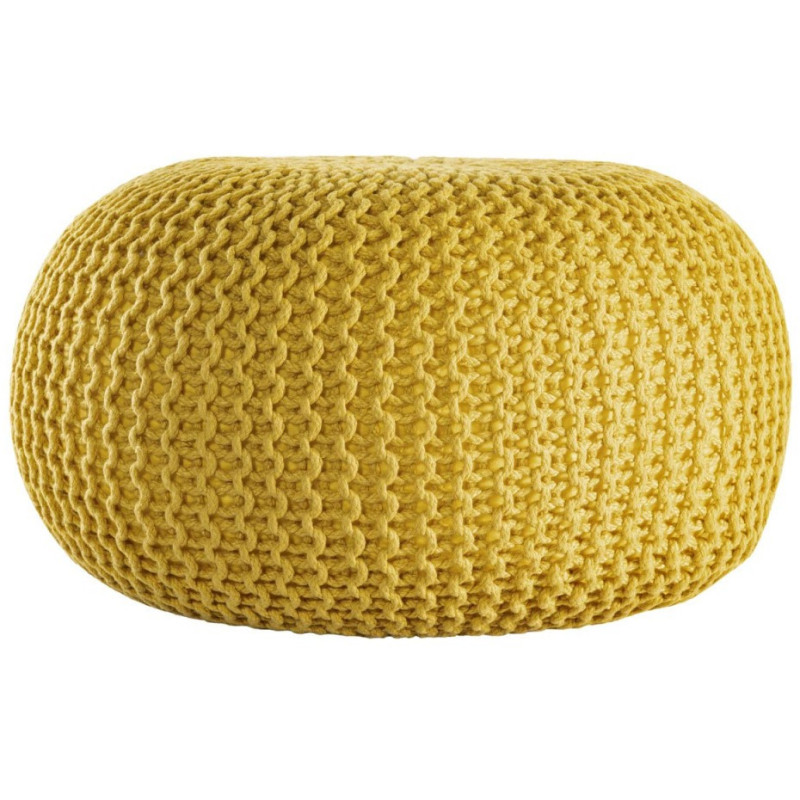 Pouf original Tricot Rond en Plastique recyclé Jaune Dalmar - 4