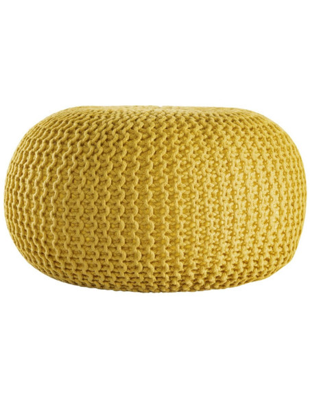 Pouf original Tricot Rond en Plastique recyclé Jaune Dalmar - 4