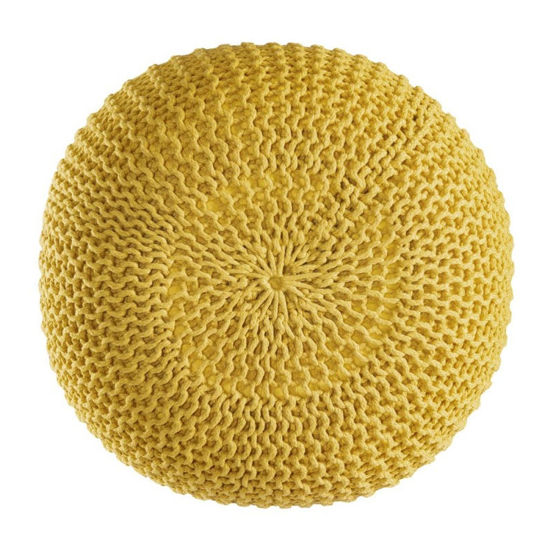 Pouf original Tricot Rond en Plastique recyclé Jaune Dalmar - 5