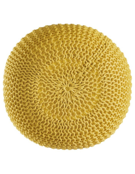 Pouf original Tricot Rond en Plastique recyclé Jaune Dalmar - 5