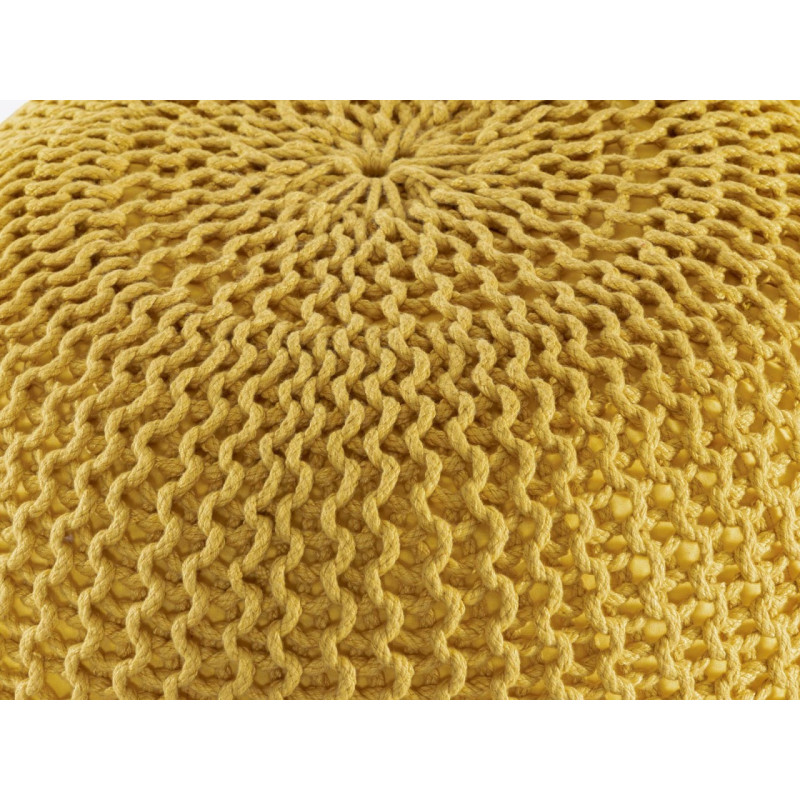 Pouf original Tricot Rond en Plastique recyclé Jaune Dalmar - 6