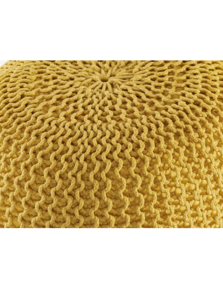 Pouf original Tricot Rond en Plastique recyclé Jaune Dalmar - 6