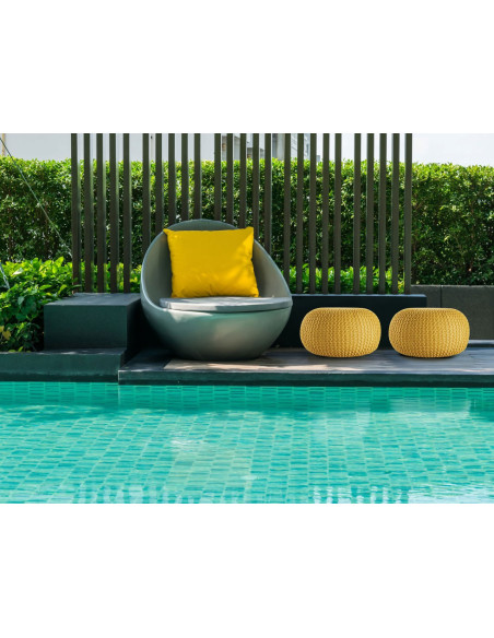 Pouf original Tricot Rond en Plastique recyclé Jaune Dalmar - 8
