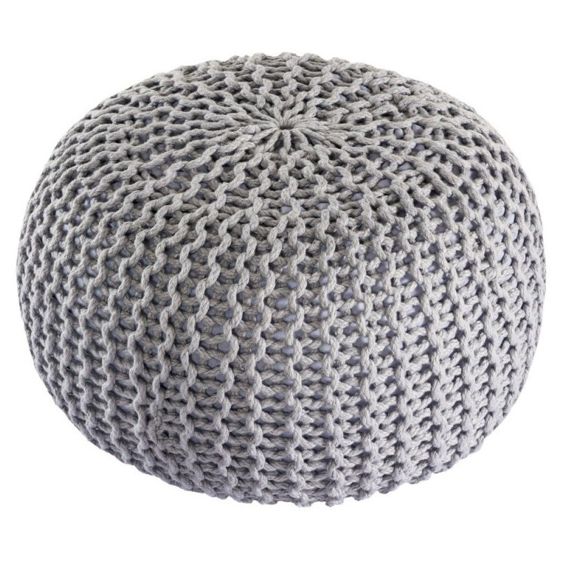 Pouf original Tricot Rond en Plastique recyclé Gris argenté Dalmar - 3
