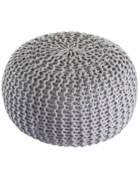 Pouf original Tricot Rond en Plastique recyclé Gris argenté Dalmar - 3