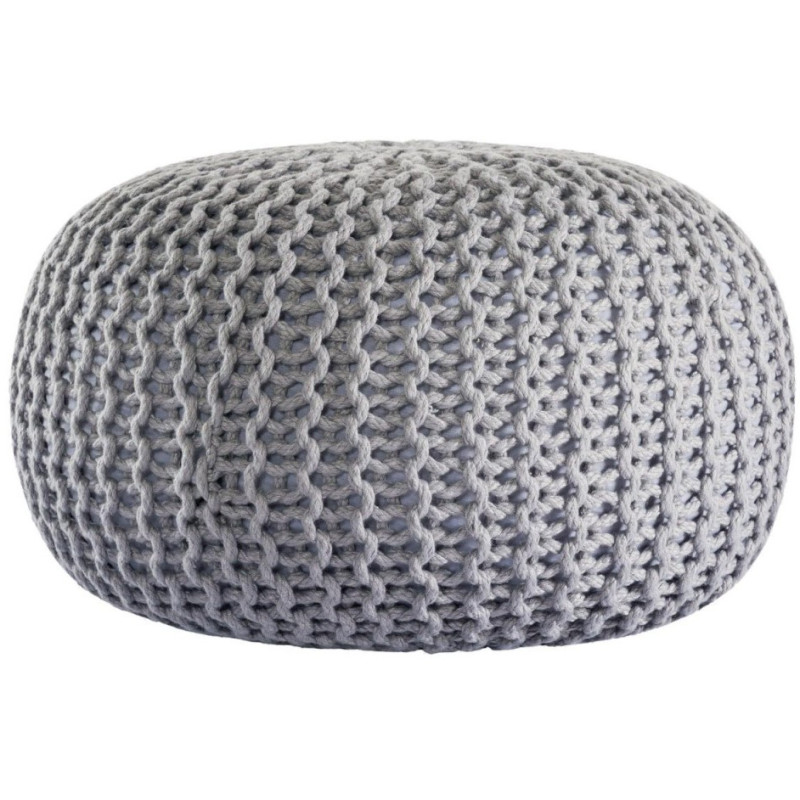 Pouf original Tricot Rond en Plastique recyclé Gris argenté Dalmar - 4
