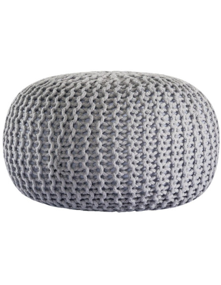 Pouf original Tricot Rond en Plastique recyclé Gris argenté Dalmar - 4