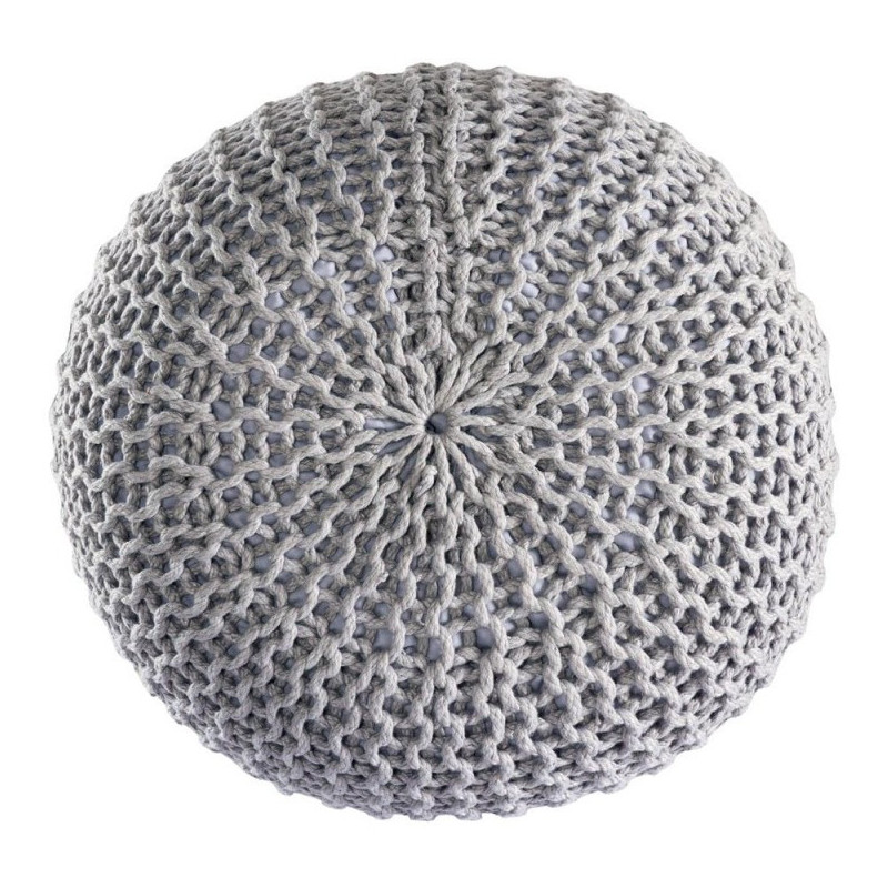 Pouf original Tricot Rond en Plastique recyclé Gris argenté Dalmar - 5