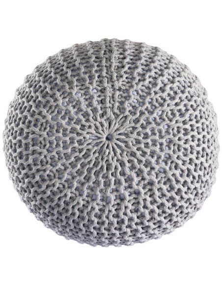 Pouf original Tricot Rond en Plastique recyclé Gris argenté Dalmar - 5