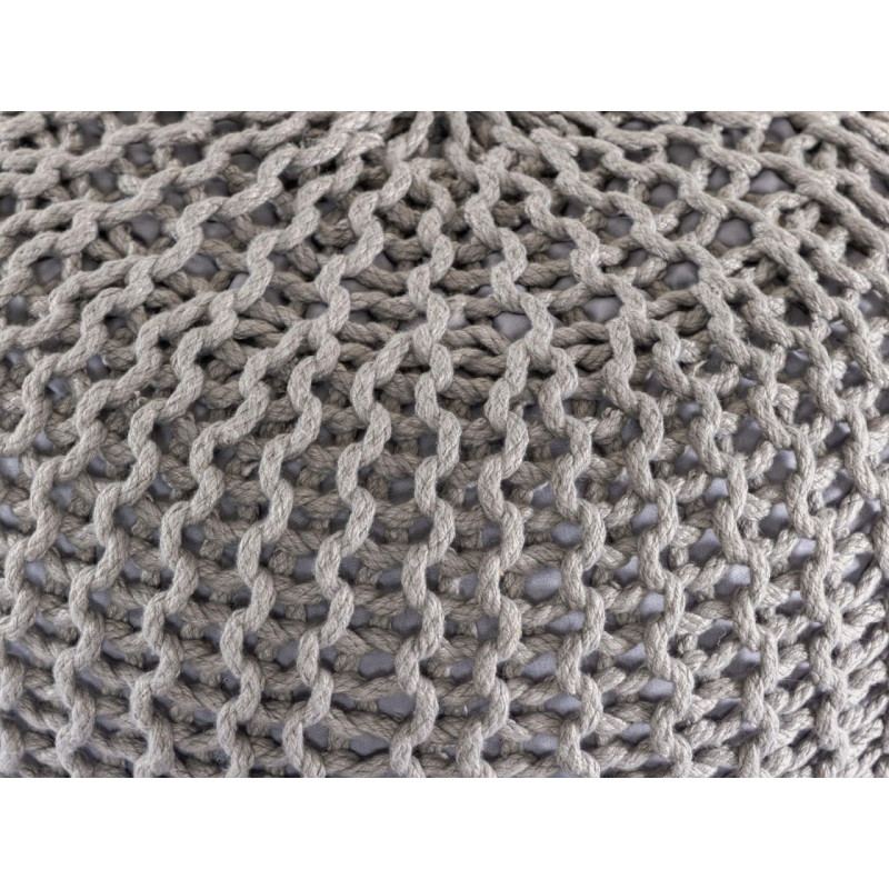 Pouf original Tricot Rond en Plastique recyclé Gris argenté Dalmar - 6