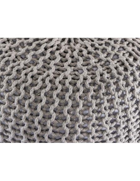 Pouf original Tricot Rond en Plastique recyclé Gris argenté Dalmar - 6