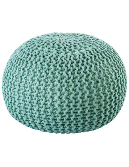Pouf original Tricot Rond en Plastique recyclé Vert menthe Dalmar - 1