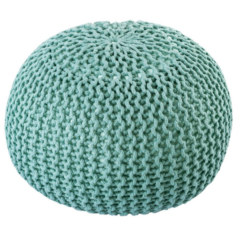 Pouf original Tricot Rond en Plastique recyclé Vert menthe Dalmar - 3