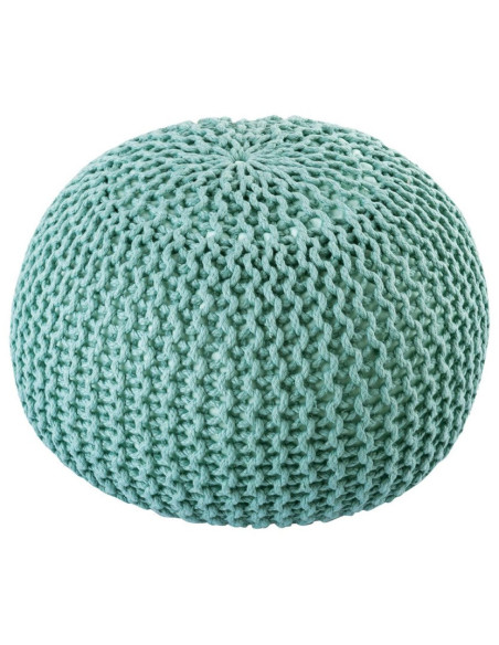 Pouf original Tricot Rond en Plastique recyclé Vert menthe Dalmar - 3