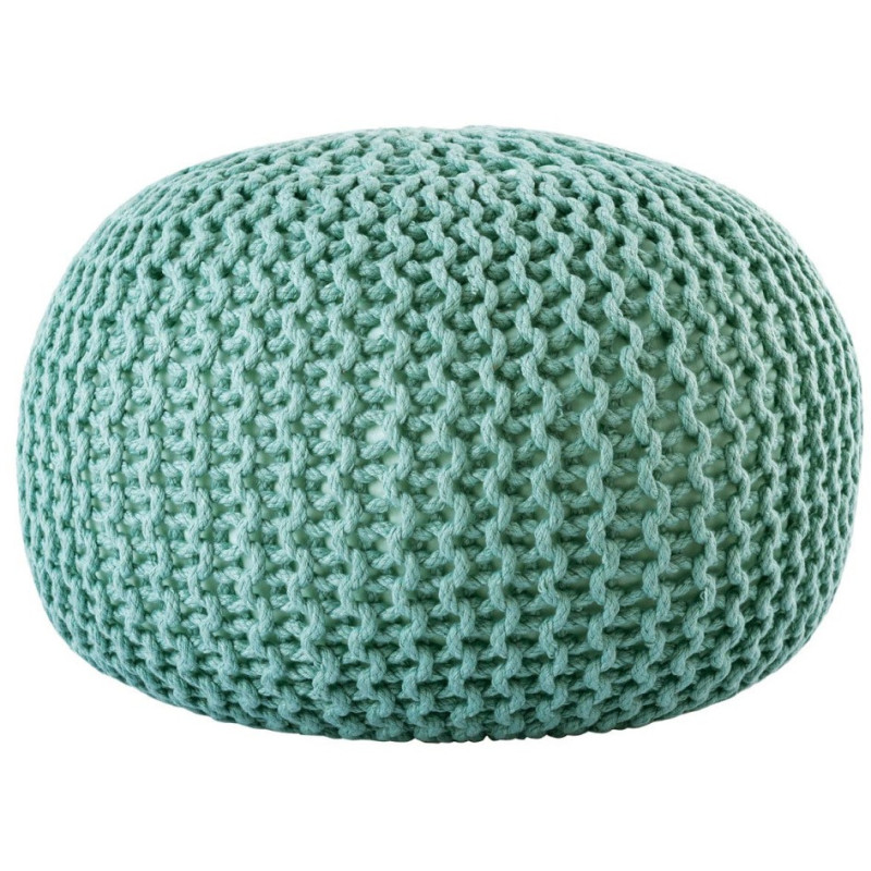 Pouf original Tricot Rond en Plastique recyclé Vert menthe Dalmar - 4