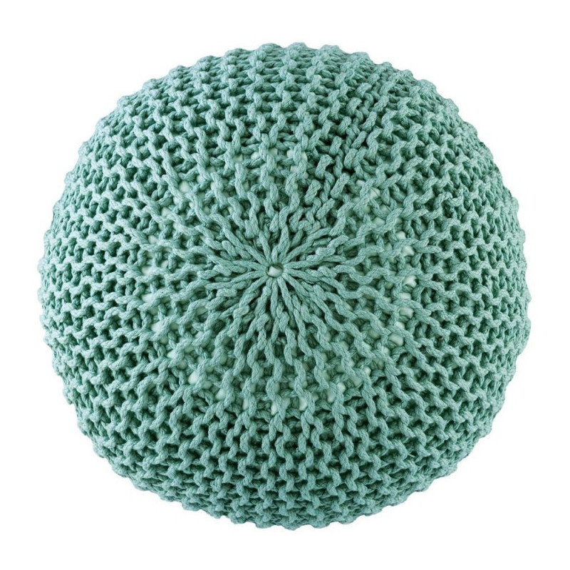 Pouf original Tricot Rond en Plastique recyclé Vert menthe Dalmar - 5