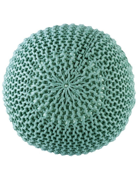 Pouf original Tricot Rond en Plastique recyclé Vert menthe Dalmar - 5
