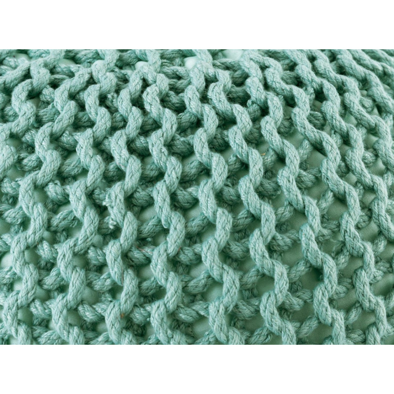 Pouf original Tricot Rond en Plastique recyclé Vert menthe Dalmar - 6