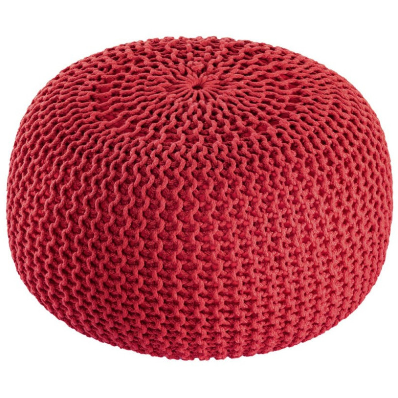 Pouf original Tricot Rond en Plastique recyclé Rouge Dalmar - 3