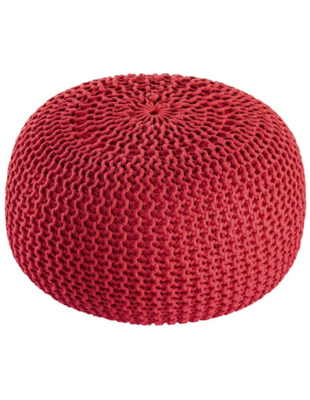 Pouf original Tricot Rond en Plastique recyclé Rouge Dalmar - 3