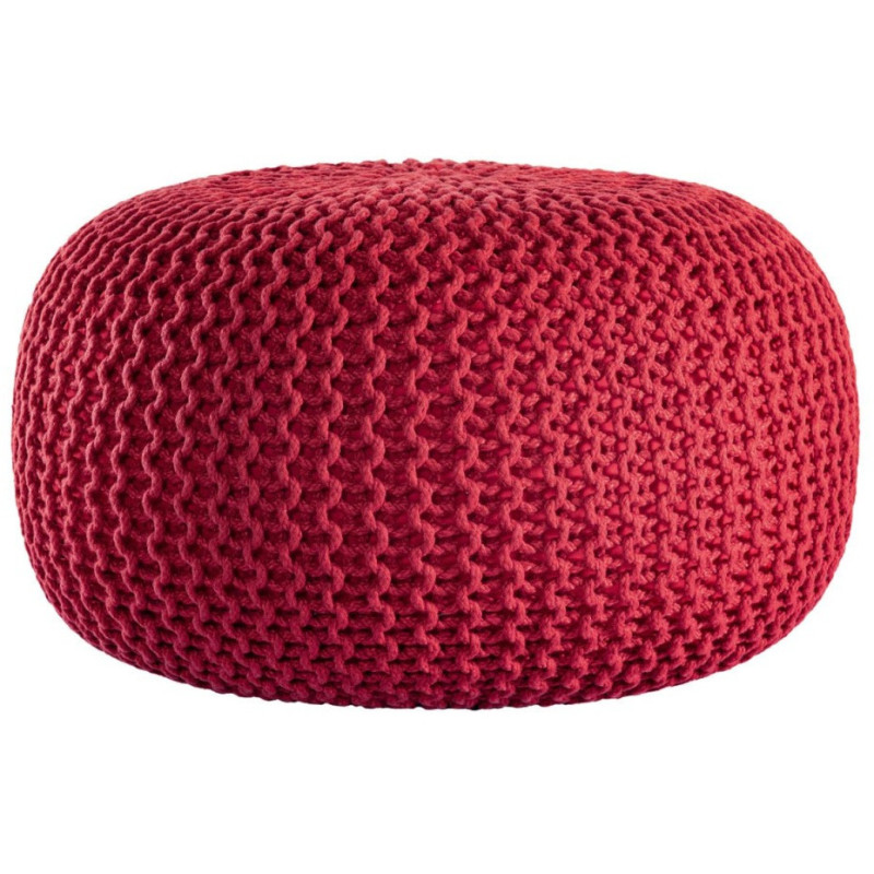 Pouf original Tricot Rond en Plastique recyclé Rouge Dalmar - 4