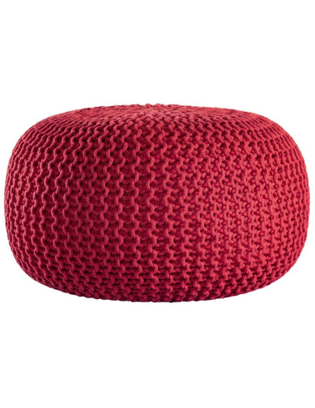 Pouf original Tricot Rond en Plastique recyclé Rouge Dalmar - 4