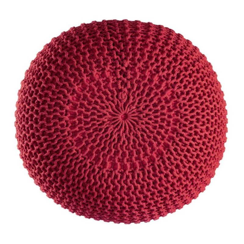 Pouf original Tricot Rond en Plastique recyclé Rouge Dalmar - 5