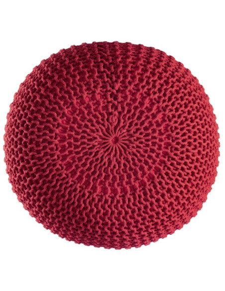 Pouf original Tricot Rond en Plastique recyclé Rouge Dalmar - 5